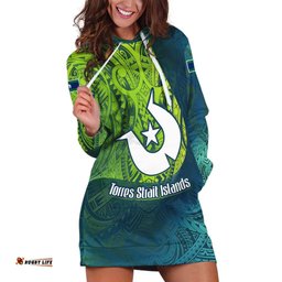 Torres Strait Islands Hoodie Dress Vibrant Polynesian Tribal Pattern Art TS04