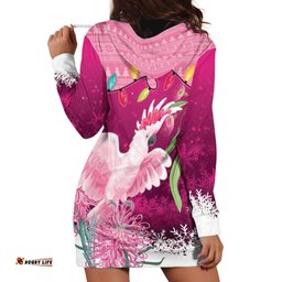 Pink Cockatoo Australia Christmas Hoodie Dress Grevillea Eucalyptus Blossoms LT14