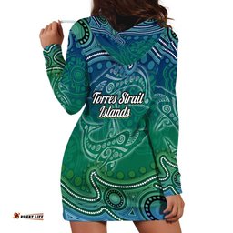 Torres Strait Islands Hoodie Dress Shark Indigenous Australian Tribal Dot Art TS04