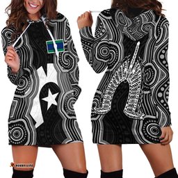 Torres Strait Islander Hoodie Dress Flag Feather Headdress Indigenous Dotwork Tribal Art TS04