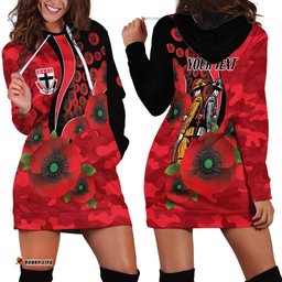 St Saints ANZAC Personalised Hoodie Dress Lest We Forget Poppy Camo LT9