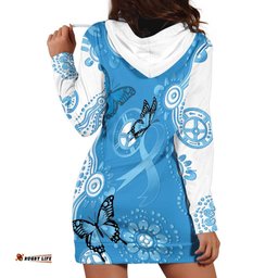 World Diabetes Day Australia Hoodie Dress Blue Ribbon Butterfly Aboriginal Art LT14