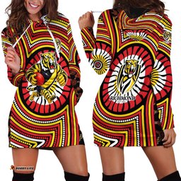 Richmond Football Club Hoodie Dress Indigenous Monochrome Dot Art Mascot Style TS04