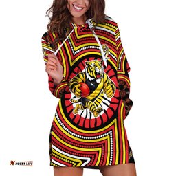 Richmond Football Club Hoodie Dress Indigenous Monochrome Dot Art Mascot Style TS04