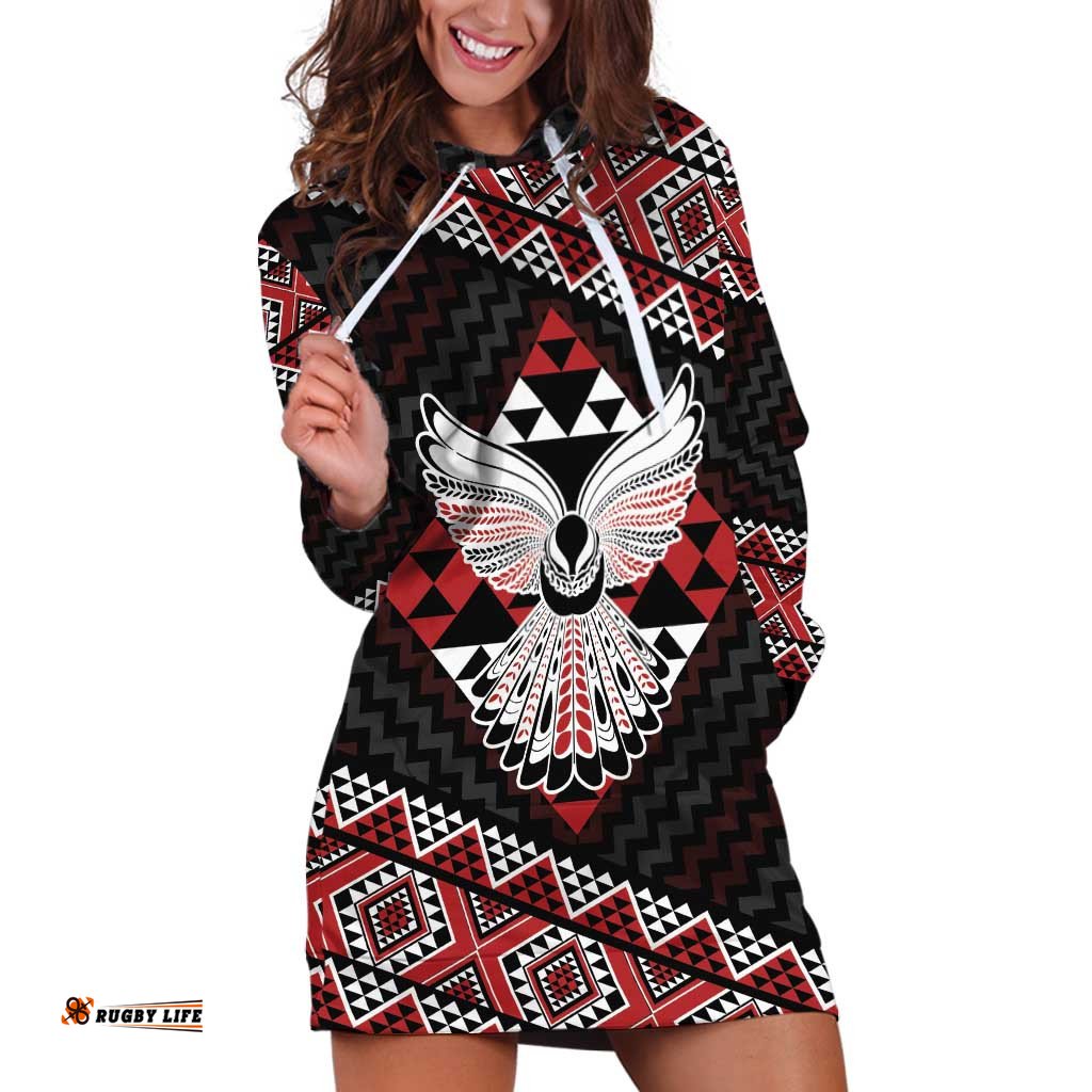 Taniko Aotearoa Hoodie Dress Poutama Mix Piwakawaka - Ver02 LT7