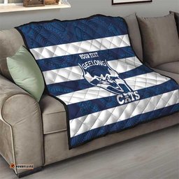 AFL Cats Football Custom Quilt Geelong Proud Indigenous Art LT14