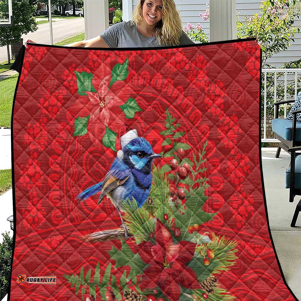 Aussie Superb Fairywren Bird Quilt Aboriginal Inspired Christmas LT9