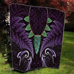 Aotearoa Pounamu Niho Quilt Silver Fern Mix Maori Pattern - Purple LT14