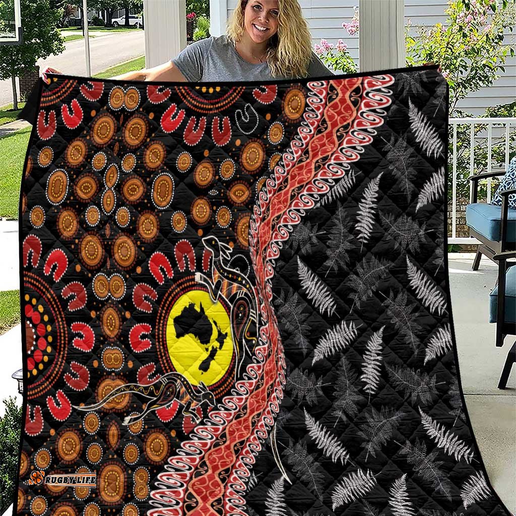 Aotearoa and Australia Quilt Maori Koru Ferns With Aboriginal Kangaroo LT03