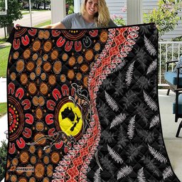 Aotearoa and Australia Quilt Maori Koru Ferns With Aboriginal Kangaroo LT03