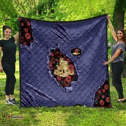 ANZAC Day Quilt Poppy Flowers Ripped Fabric Effect DT05