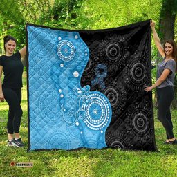 Australia Autism Awareness Month Quilt Indigenous Lizard With Blue Ribbon LT14