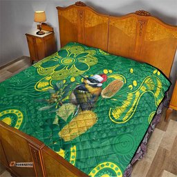 Aussie Honeyeaters Banksia Christmas Quilt Aboriginal Dots Painting Green Motif LT9