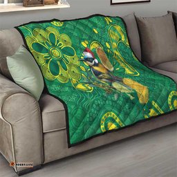 Aussie Honeyeaters Banksia Christmas Quilt Aboriginal Dots Painting Green Motif LT9