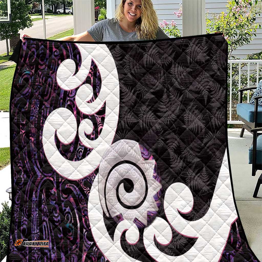 Aotearoa Koru Quilt Purple Maori Paua Shell Mix Silver Fern LT14