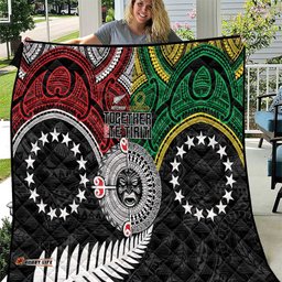 Aotearoa and Cook Islands Mo Te Tiriti Quilt New Zealand Honour The Treaty Ake!Ake!Ake! LT9
