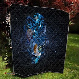 Aotearoa Matariki Quilt Maori Tribal with Silver Fern and Tui Bird Galaxy Style LT03