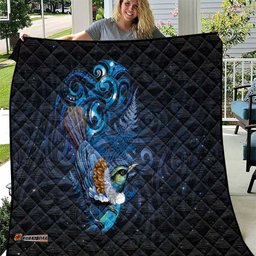 Aotearoa Matariki Quilt Maori Tribal with Silver Fern and Tui Bird Galaxy Style LT03