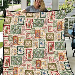 Aussie Birds Christmas La La Land Quilt Beige Vintage Stamp Edition LT9