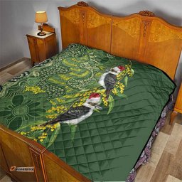 Aussie Kokaburra Golden Wattle Christmas Quilt Aboriginal Dots Painting Green Motif LT9
