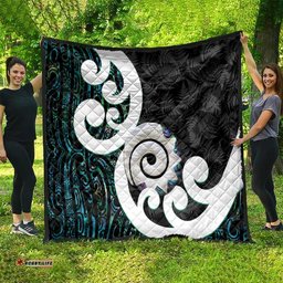 Aotearoa Koru Quilt Cyan Maori Paua Shell Mix Silver Fern LT14