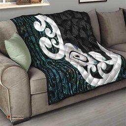 Aotearoa Koru Quilt Cyan Maori Paua Shell Mix Silver Fern LT14