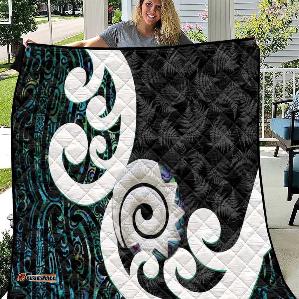 Aotearoa Koru Quilt Cyan Maori Paua Shell Mix Silver Fern LT14