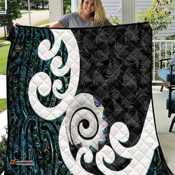 Aotearoa Koru Quilt Cyan Maori Paua Shell Mix Silver Fern LT14