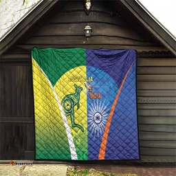 Australia And India Cricket Quilt Ashoka Chakra With Aboriginal LT05