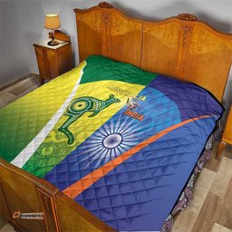 Australia And India Cricket Quilt Ashoka Chakra With Aboriginal LT05