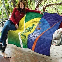 Australia And India Cricket Quilt Ashoka Chakra With Aboriginal LT05