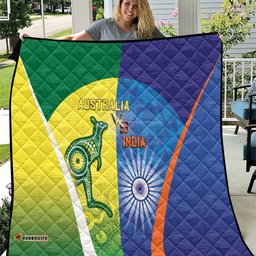 Australia And India Cricket Quilt Ashoka Chakra With Aboriginal LT05