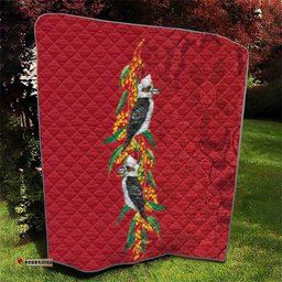 Aussie Kokaburra Golden Wattle Christmas Quilt Aboriginal Dots Painting Red Motif LT9