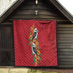 Aussie Kokaburra Golden Wattle Christmas Quilt Aboriginal Dots Painting Red Motif LT9