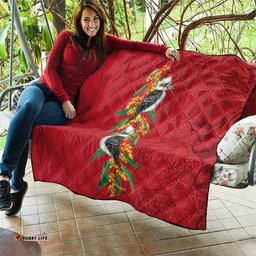Aussie Kokaburra Golden Wattle Christmas Quilt Aboriginal Dots Painting Red Motif LT9