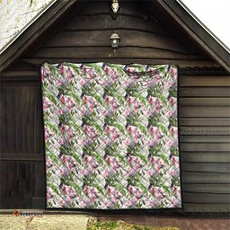 Aussie Pink Cockatoo Flowers Seamless Pattern Quilt LT9