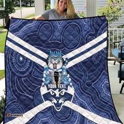 AFL Cats Football Personalised Quilt Final Geelong Premiers Trophy Aboriginal LT14