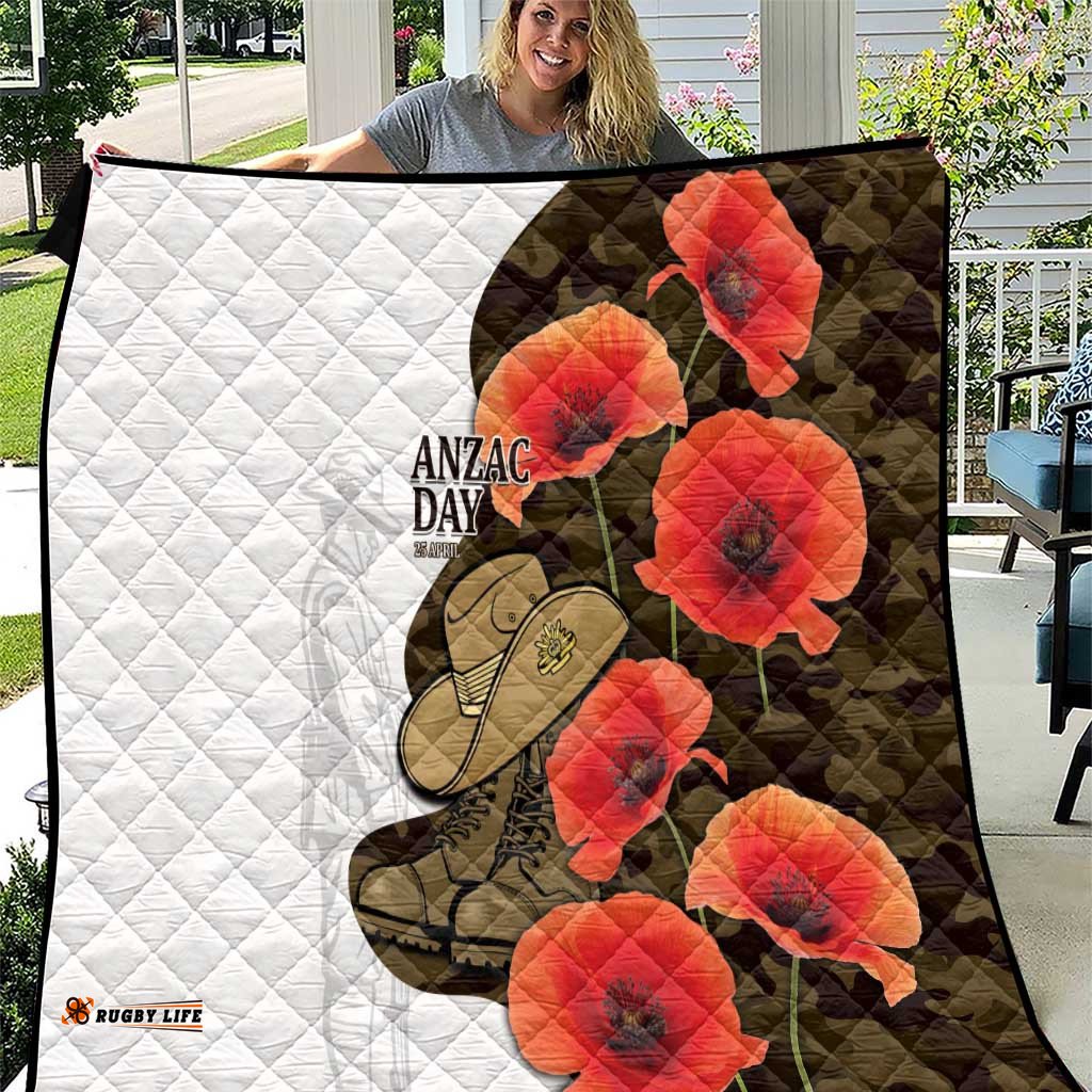 Australia ANZAC Day Quilt Boots And Slouch Hat Lest We Forget LT14
