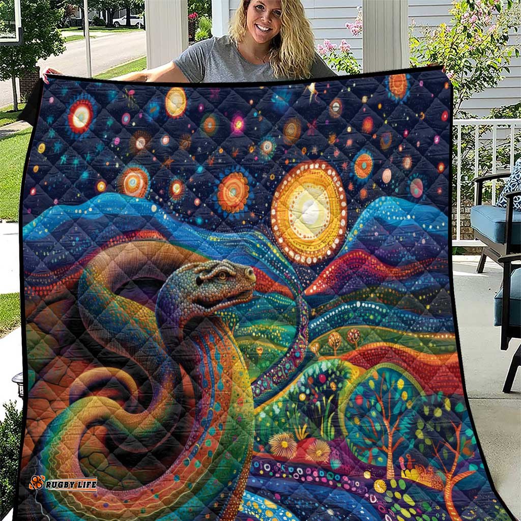 Aboriginal Dreamtime Rainbow Serpent Quilt LT9