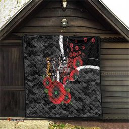 Collingwood Magpies ANZAC Personalised Quilt Lest We Forget Poppy Camo LT9