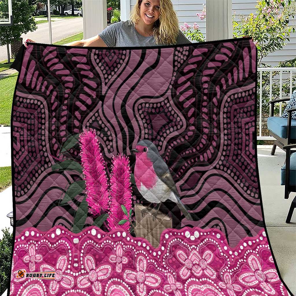 Australia Indigenous Quilt Breast Cancer Pink Robin Bottlebrush Aboriginal Art LT14