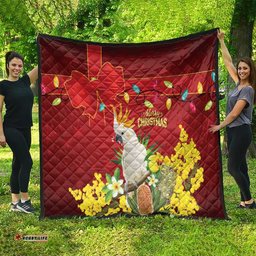Australia Sulphur-crested Cockatoo Christmas Quilt Aussie Native Flowers Merry Xmas LT14
