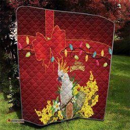 Australia Sulphur-crested Cockatoo Christmas Quilt Aussie Native Flowers Merry Xmas LT14