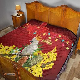 Australia Sulphur-crested Cockatoo Christmas Quilt Aussie Native Flowers Merry Xmas LT14