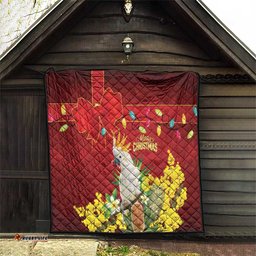 Australia Sulphur-crested Cockatoo Christmas Quilt Aussie Native Flowers Merry Xmas LT14