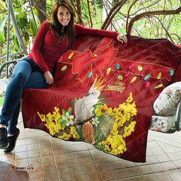 Australia Sulphur-crested Cockatoo Christmas Quilt Aussie Native Flowers Merry Xmas LT14