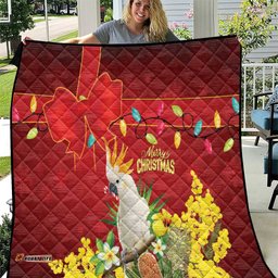 Australia Sulphur-crested Cockatoo Christmas Quilt Aussie Native Flowers Merry Xmas LT14