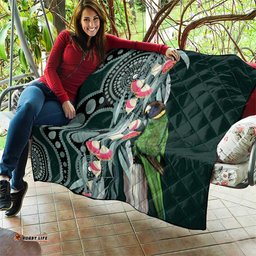 Australian Ringneck Parrot Quilt Barnardius Zonarius Eucalyptus Flowers Aboriginal Art LT14