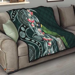 Australian Ringneck Parrot Quilt Barnardius Zonarius Eucalyptus Flowers Aboriginal Art LT14