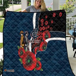 Carlton Blues ANZAC Personalised Quilt Lest We Forget Poppy Camo LT9